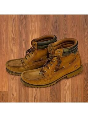 Timberland Men's Brown and Tan Boot With laces straps on the side